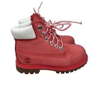 TIMBERLAND Work Boots Girls Toddler Sz 10 Pink “Rose Of Sharon” Waterproof
